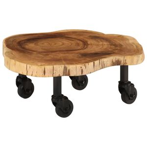 vidaXL Coffee Table | Brown | Solid acacia wood, steel, plastic | 60 cm
