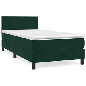 vidaXL Box Spring Bed with Mattress Dark Green 80x200 cm Velvet