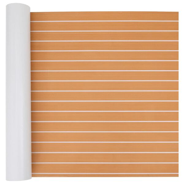 vidaXL Boat Mat Striped Brown with White 240 x 90 x 0.5 cm EVA