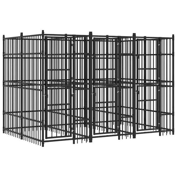 vidaXL Outdoor Dog Kennel Steel 7.37 m&sup2;
