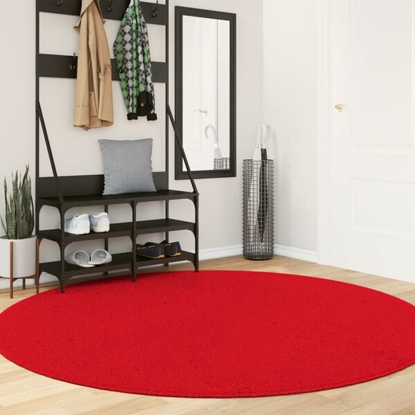 vidaXL Rug HUARTE Short Pile Soft and Washable Red &Oslash; 200 cm