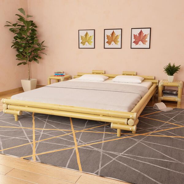 vidaXL Bed Frame without Mattress Bamboo 180x200 cm Super King