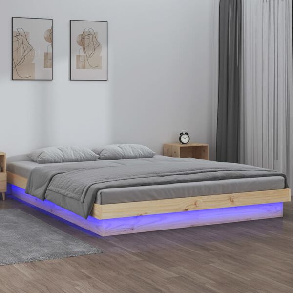 vidaXL LED Bed Frame without Mattress 160x200 cm Solid Wood
