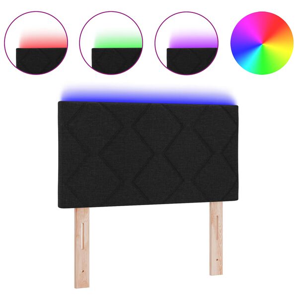 vidaXL Headboard with LED Strip Lights Adjustable Black 80 cm Fabric