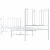 vidaXL Metal Bed Frame without Mattress with Footboard White 75x190cm