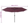 vidaXL Garden Parasol with LED Lights 400 cm Bordeaux Red