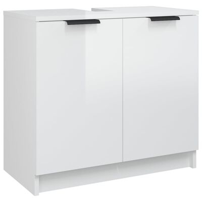vidaXL 4 Piece Bathroom Cabinet Set High Gloss White Engineered Wood