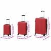 vidaXL Suitcase with Lock 3 pcs Red 50 x 31 x 78 cm ABS Plastic