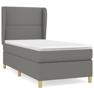 vidaXL Box Spring Bed with Mattress Dark Grey 90x190 cm Fabric