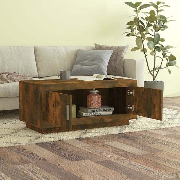 vidaXL Coffee Table Smoked Oak 102x50x45 cm Engineered Wood