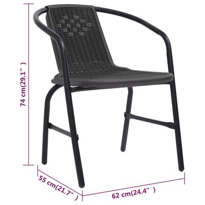 vidaXL Garden Chairs 6 pcs Plastic Rattan and Steel 110 kg