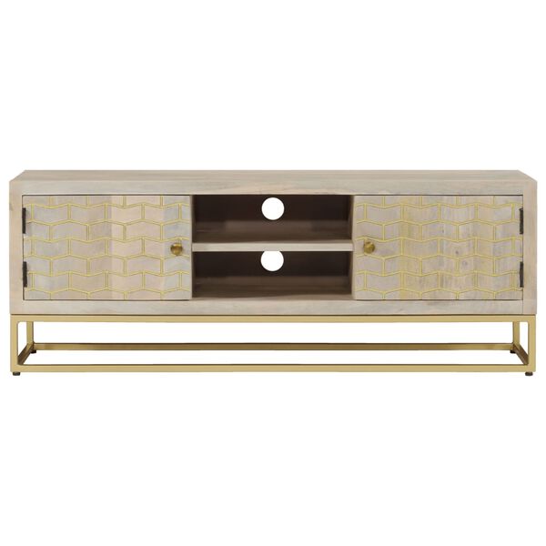 vidaXL TV Cabinet 110x30x40 cm Solid Bleached Wood Mango