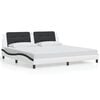 vidaXL Bed Frame without Mattress "Zadar" White and Black 200x200 cm Faux Leather