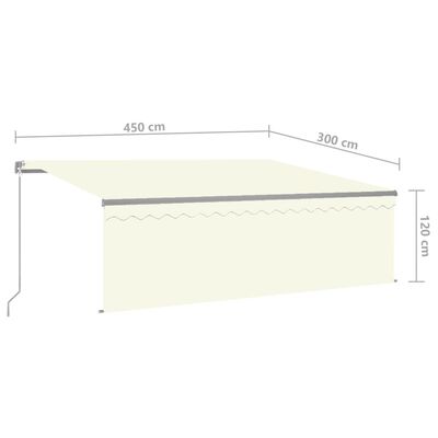 vidaXL Manual Retractable Awning with Blind 4.5x3m Cream