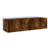 vidaXL TV Wall Cabinets with LED Lights 2 pcs Smoked Oak 60x35x31 cm