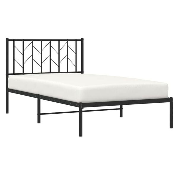 vidaXL Metal Bed Frame without Mattress with Headboard Black 100x190cm