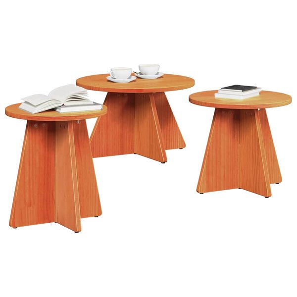 vidaXL Coffee Table 3 pcs Wax Brown