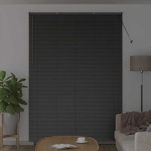 vidaXL Window Blind with Curtains Manual Black Aluminium