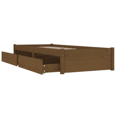 vidaXL Bed Frame with Drawers Honey Brown 90x200 cm