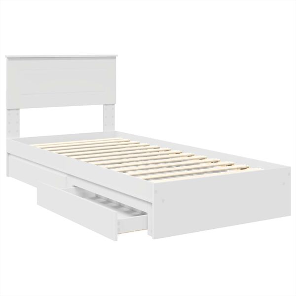 vidaXL Storage Bed with Headboard White 90 x 200 cm Engineered Wood