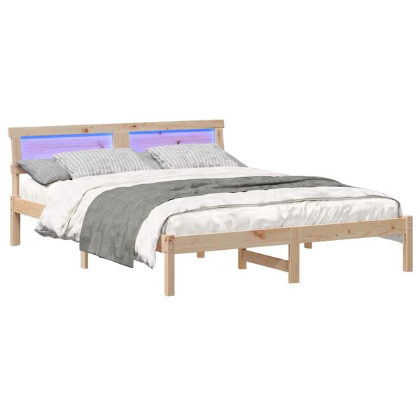 vidaXL Bed Frame with Headboard Brown 150 x 200 cm Solid Pine Wood