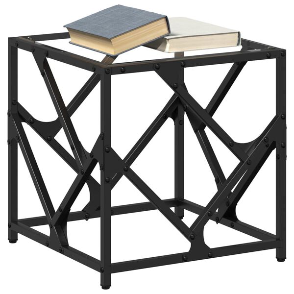 vidaXL Coffee Table with Transparent Glass Top 40x40x41 cm Steel