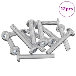 vidaXL Lock Screw Plain 12 pcs Silver M6 x 35 mm Steel