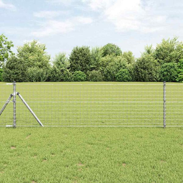 vidaXL Euro Fence Silver 0.8 x 10 m Hot dip galvanized iron
