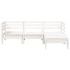 vidaXL Garden Sofa 3-Seater with Footstool White Solid Wood Pine