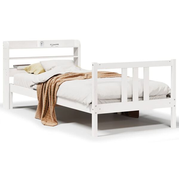 vidaXL Bed Frame with Headboard without Mattress White 90x200 cm