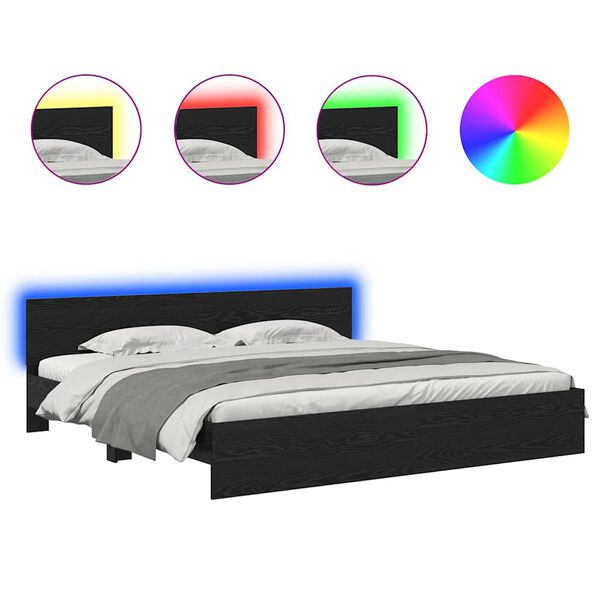 vidaXL Bed Frame with Headboard Black Oak 180 x 200 cm Engineered Wood