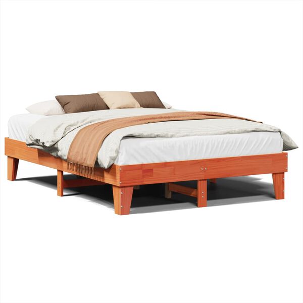 vidaXL Bed Frame without Mattress Wax Brown 150x200 cm King Size Solid Wood Pine