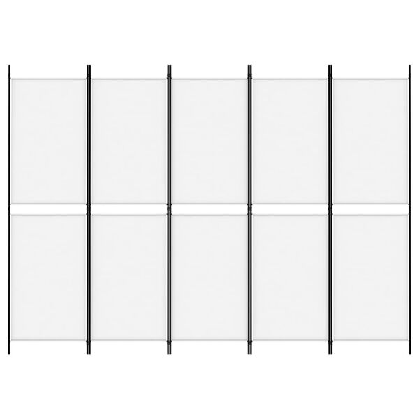 vidaXL 5-Panel Room Divider White 250x180 cm Fabric