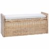 vidaXL Storage Bench with Cushion Natural 110 x 40 x 50 cm Rattan