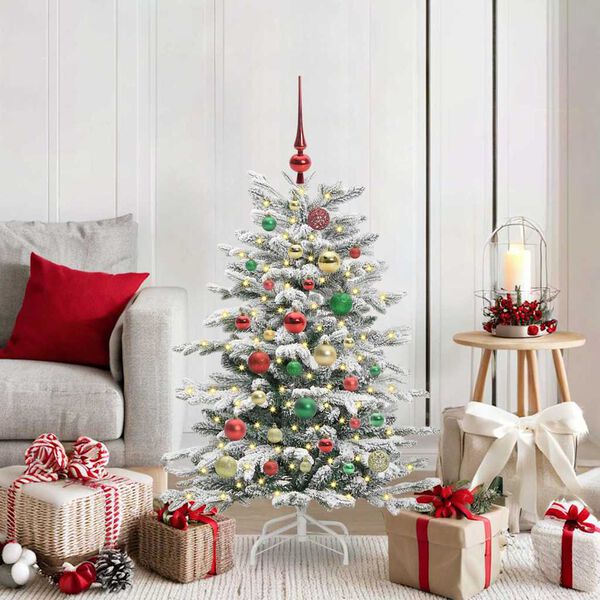 vidaXL Artificial Hinged Christmas Tree White 120 cm PE and PVC