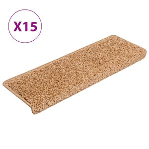 vidaXL Stair Mats 15 pcs 65x21x4 cm Beige Rectangular Edge