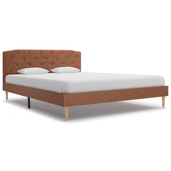 vidaXL Bed Frame without Mattress Brown Fabric 135x190 cm Double