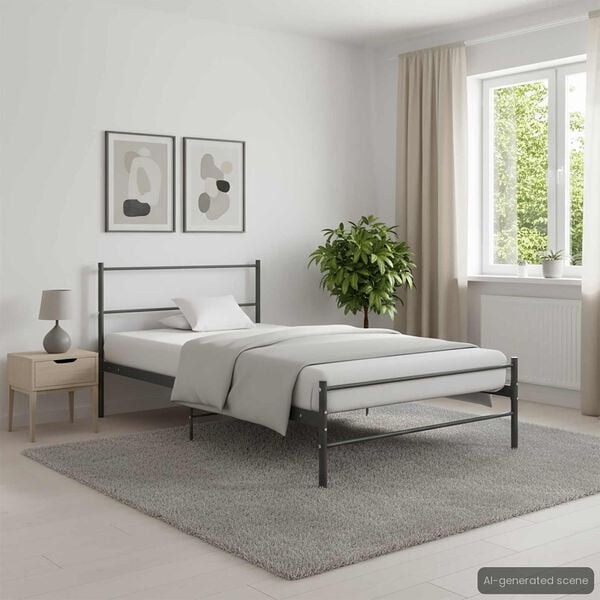 vidaXL Bed Frame without Mattress Grey Metal 90x200 cm