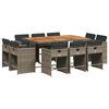 vidaXL 11 Piece Garden Dining Set with Cushions Grey Poly Rattan