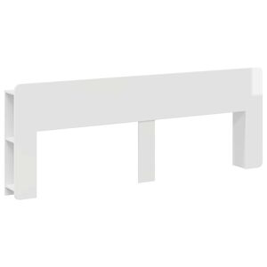 vidaXL Headboard Cabinet with Storage High Gloss White Engineered Wood