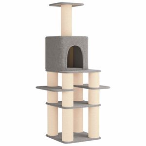 vidaXL Cat Tree with Sisal Scratching Posts Light Grey 180 cm