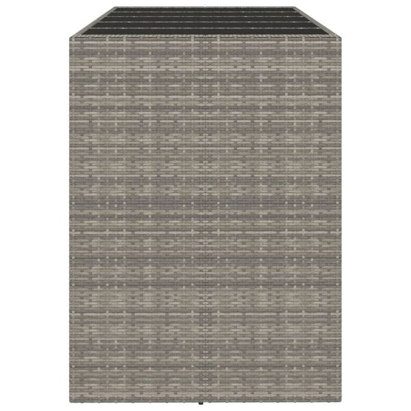 vidaXL Bar Table with Glass Top Grey 185x80x110 cm Poly Rattan