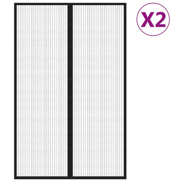 vidaXL Insect Door Curtains 2 pcs with Magnet Blocks Black 220x130 cm