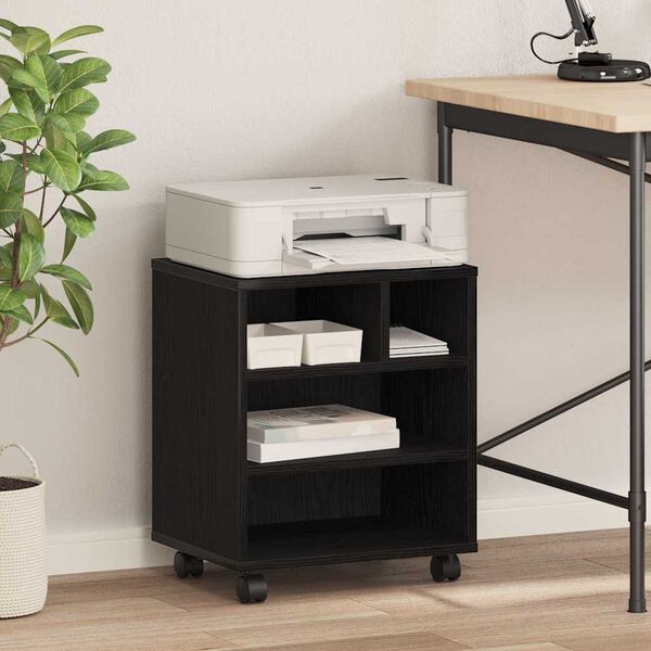 vidaXL Printer Stand Black Oak 41 x 32 x 48 cm Engineered wood