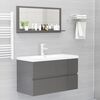 vidaXL Bathroom Mirror High Gloss Grey 80x10.5x37 cm Engineered Wood