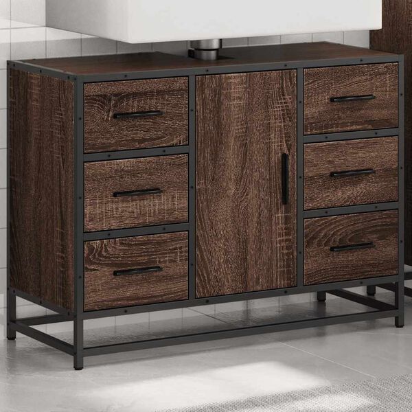 vidaXL Bathroom Sink Cabinet Brown Oak 80x33x60 cm Engineered Wood