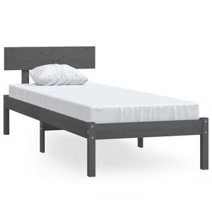 vidaXL Bed Frame without Mattress Grey Solid Wood Pine Single