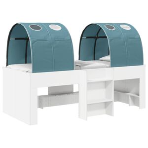 vidaXL Bed with Tunnel 3 pcs White and Light Blue Engineered Wood