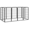 vidaXL Dog Playpen | Black | Powder-coated Steel | Large | Height-Adjustable