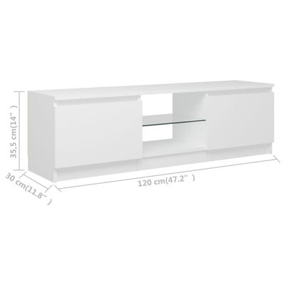 vidaXL TV Cabinet with LED Lights White 120x30x35.5 cm